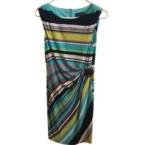 Tahari Arthur S. Levine Stripes Women's Dress Buckle Zip Multicolor Size 4